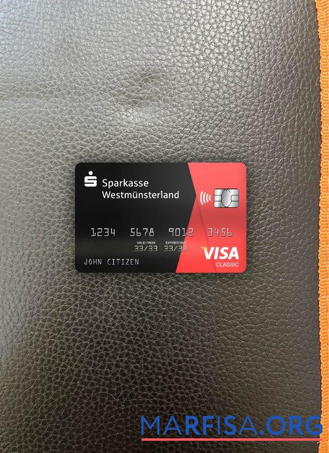 Blank Germany Sparkasse westmunsterland bank visa classic card photolook front download for verification